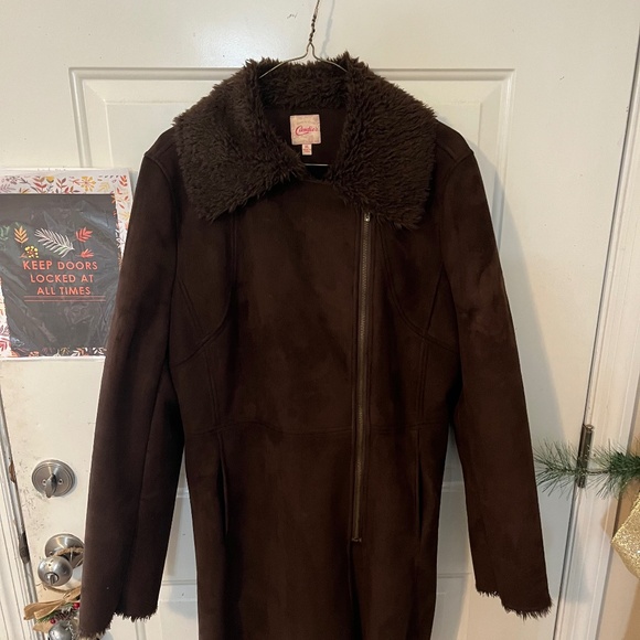 Brown suede women’s coat - Picture 1 of 7